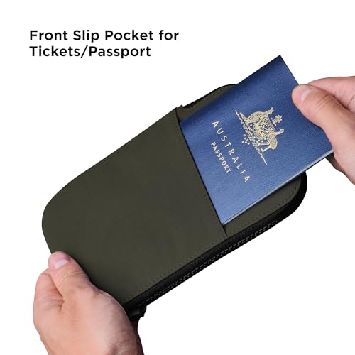 ALPAKA Zip Travel Wallet Green Axoflux 210D - RFID Passport Holder - Self Locking Zipper - Tear Resistant Material - Four Pockets and Two Card Slots - HUB Accessories Compatible - Image 3
