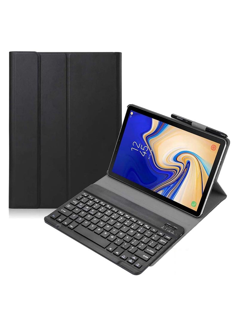 TIGER حافظة لوحة مفاتيح لجهاز Galaxy Tab A 10.1 2019 T510 T515، غطاء رفيع خفيف الوزن مع إضاءة خلفية ولوحة مفاتيح لاسلكية قابلة للفصل ومغناطيسية لجهاز Samsung Galaxy Tab A 10.1 بوصة - Image 1