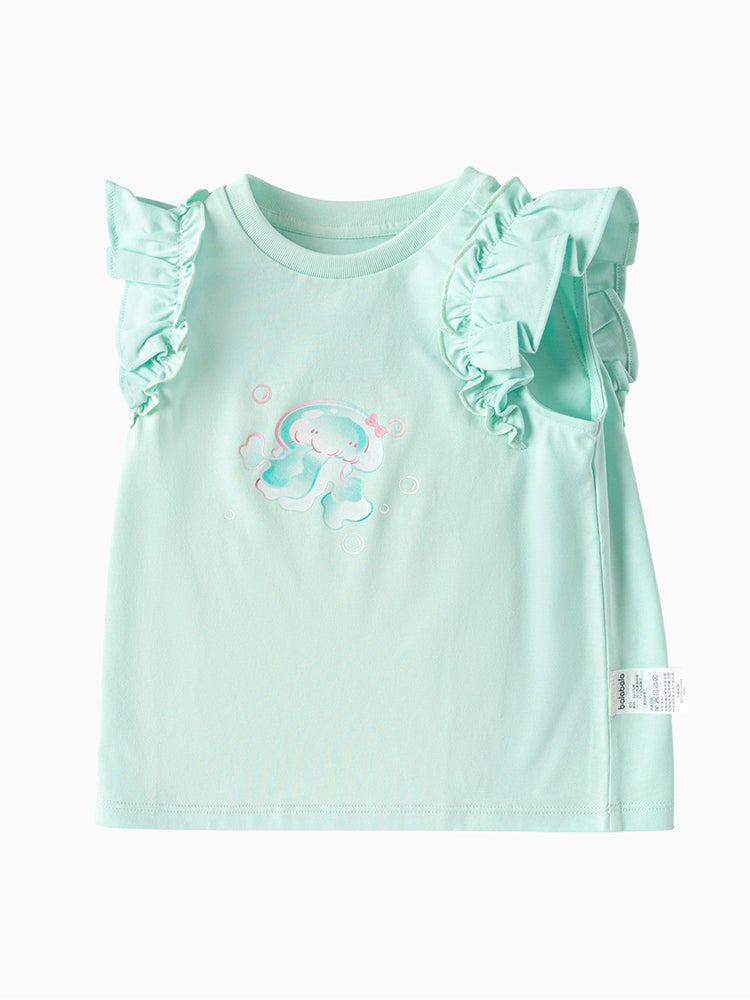 بالابالا تيشيرت بطبعة وكشكش للبنات - Image 1