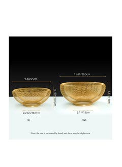Excefore Metal Fruit Basket, Mesh Fruit Bowl,Fruit and Vegetable Holders for Countertops, for Bread Vegetables Fruits snacks (2Pcs 5.6" H and 4.4" H Golden)  - Image 2