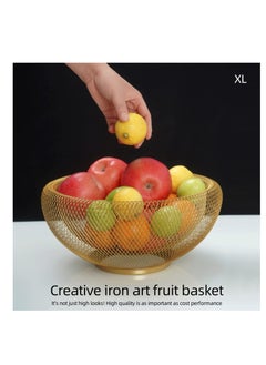 Excefore Metal Fruit Basket, Mesh Fruit Bowl,Fruit and Vegetable Holders for Countertops, for Bread Vegetables Fruits snacks (2Pcs 5.6" H and 4.4" H Golden)  - Image 5