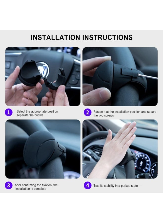 كرة معززة لعجلة القيادة، دوران 360 درجة، مقبض عجلة القيادة، ملحقات عجلة القيادة للسيارات والشاحنات وسيارات الدفع الرباعي (أسود) - Image 5