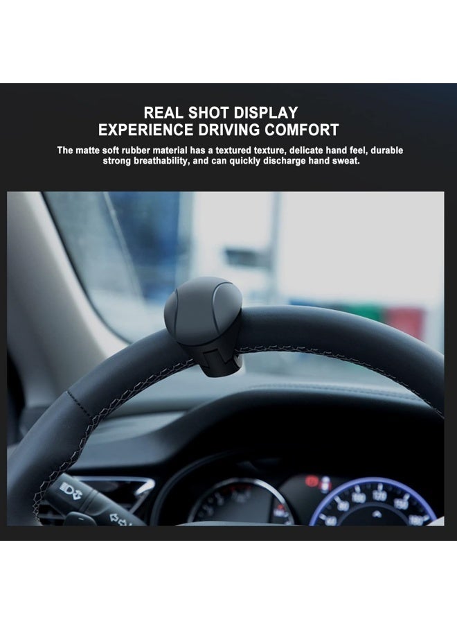 كرة معززة لعجلة القيادة، دوران 360 درجة، مقبض عجلة القيادة، ملحقات عجلة القيادة للسيارات والشاحنات وسيارات الدفع الرباعي (أسود) - Image 2