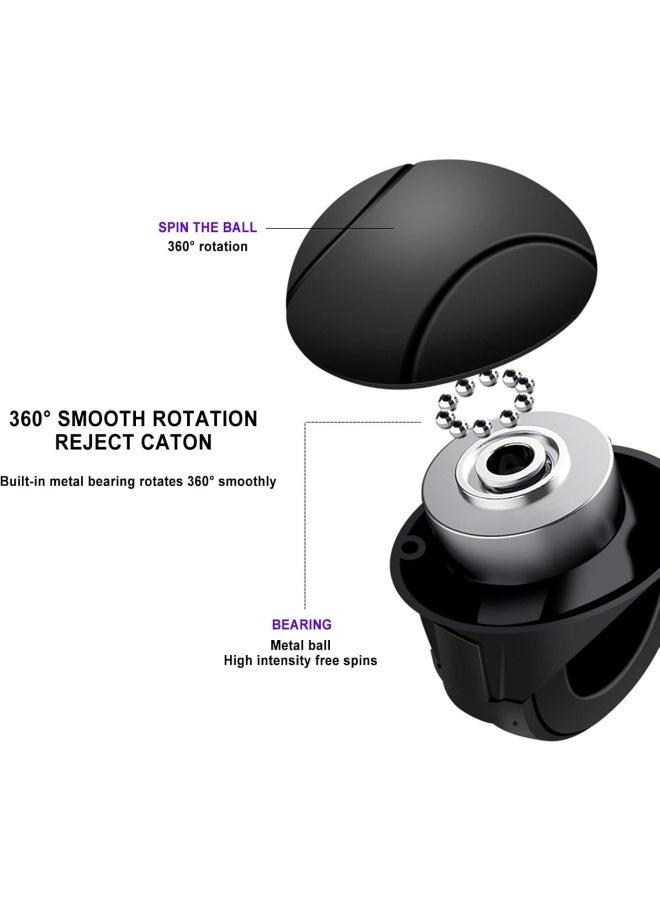 كرة معززة لعجلة القيادة، دوران 360 درجة، مقبض عجلة القيادة، ملحقات عجلة القيادة للسيارات والشاحنات وسيارات الدفع الرباعي (أسود) - Image 3