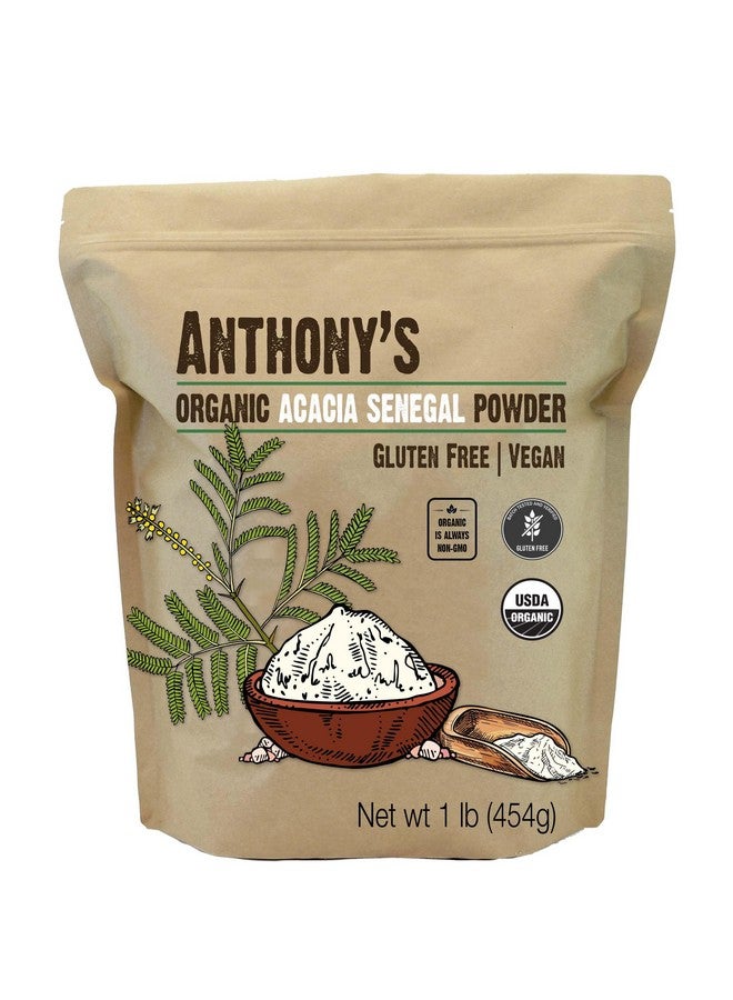 Anthony's مسحوق الأكاسيا السنغالي العضوي من أنتوني، 1 رطل، مختبر دفعة خالي من الغلوتين، غير معدّل وراثياً، ألياف قابلة للذوبان، بروبيوتيك - Image 1