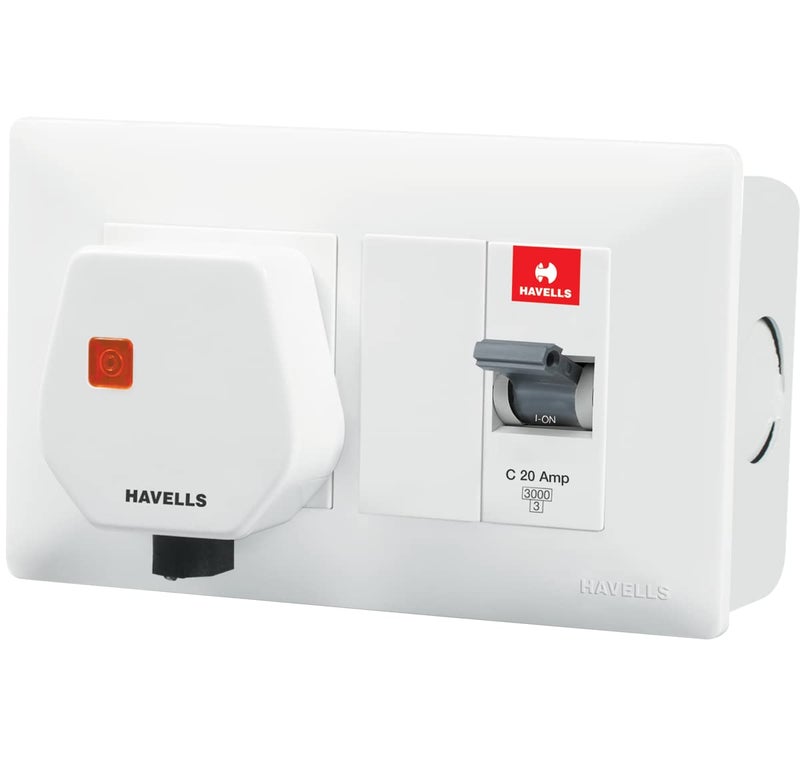 Havells DBOXx MCB Protected Socket PVC Plastic Base Model (White) - Image 2