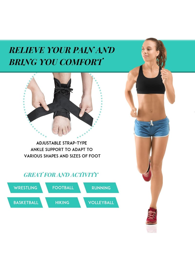 Ankle Brace for Women & Men, Ankle Wrap Support for Ankle Injury Recovery, Perfect Fit of Ankle Stabilizer Brace for Sprains, Lace Up Ankle Braces with Stabilizers, Prevent Re-Injury (M) - Image 2