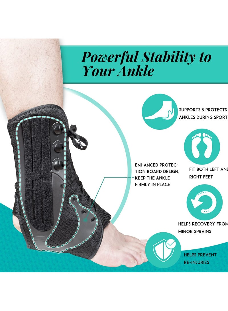 Ankle Brace for Women & Men, Ankle Wrap Support for Ankle Injury Recovery, Perfect Fit of Ankle Stabilizer Brace for Sprains, Lace Up Ankle Braces with Stabilizers, Prevent Re-Injury (M) - Image 4