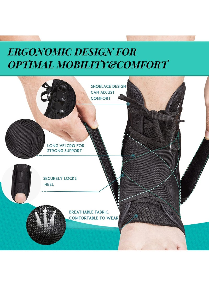 Ankle Brace for Women & Men, Ankle Wrap Support for Ankle Injury Recovery, Perfect Fit of Ankle Stabilizer Brace for Sprains, Lace Up Ankle Braces with Stabilizers, Prevent Re-Injury (M) - Image 5