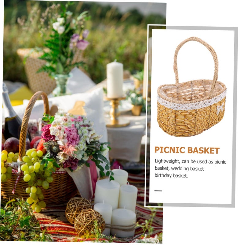 White Rattan Flower Basket for Wedding Home Decor Living Room Garden Arrangements - Image 5