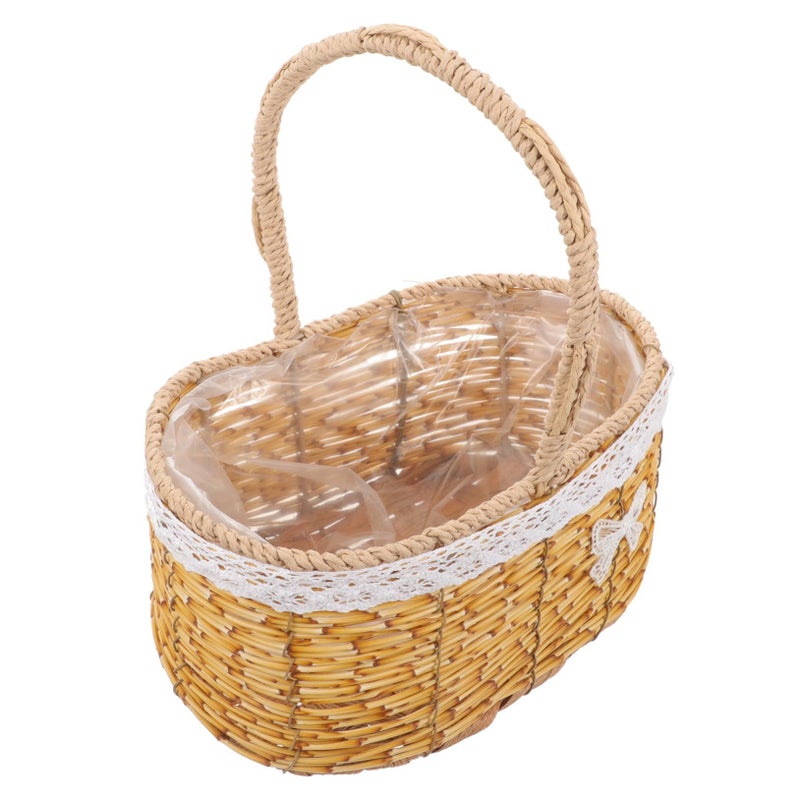 White Rattan Flower Basket for Wedding Home Decor Living Room Garden Arrangements - Image 2