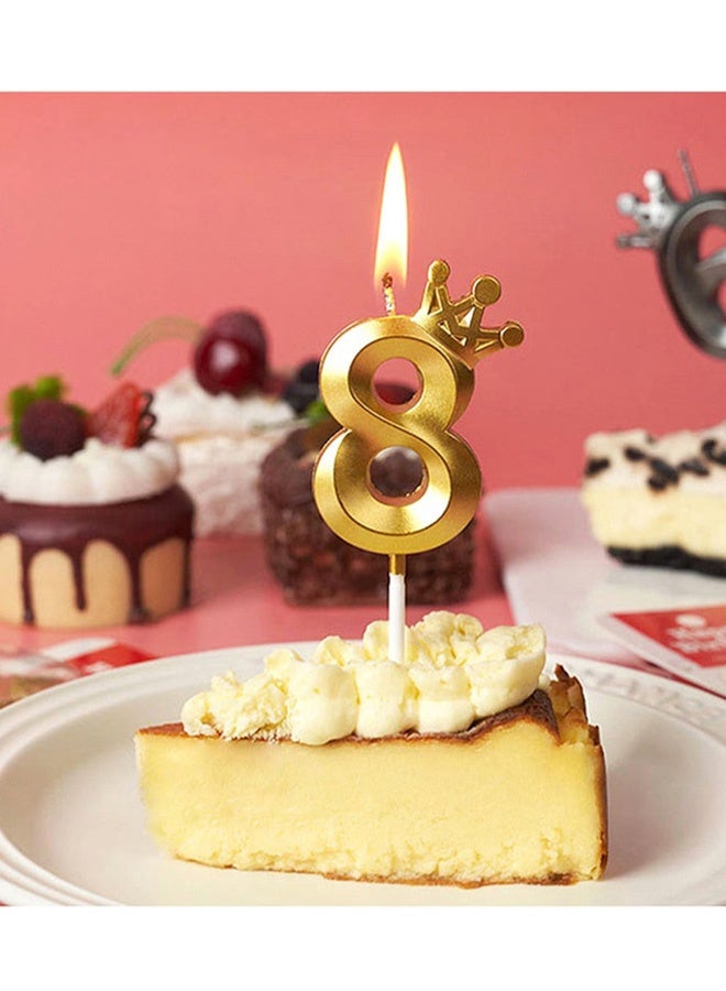 10 Pcs 3D Stereoscopic Design Crown Birthday Candles Metallic Long Lasting Burn Gold Number Candles with Holders Glittery 0 to 9 Numeral Candles for Birthday Wedding Anniversary Party Decorations Adds Luxurious Sparkle - Image 5