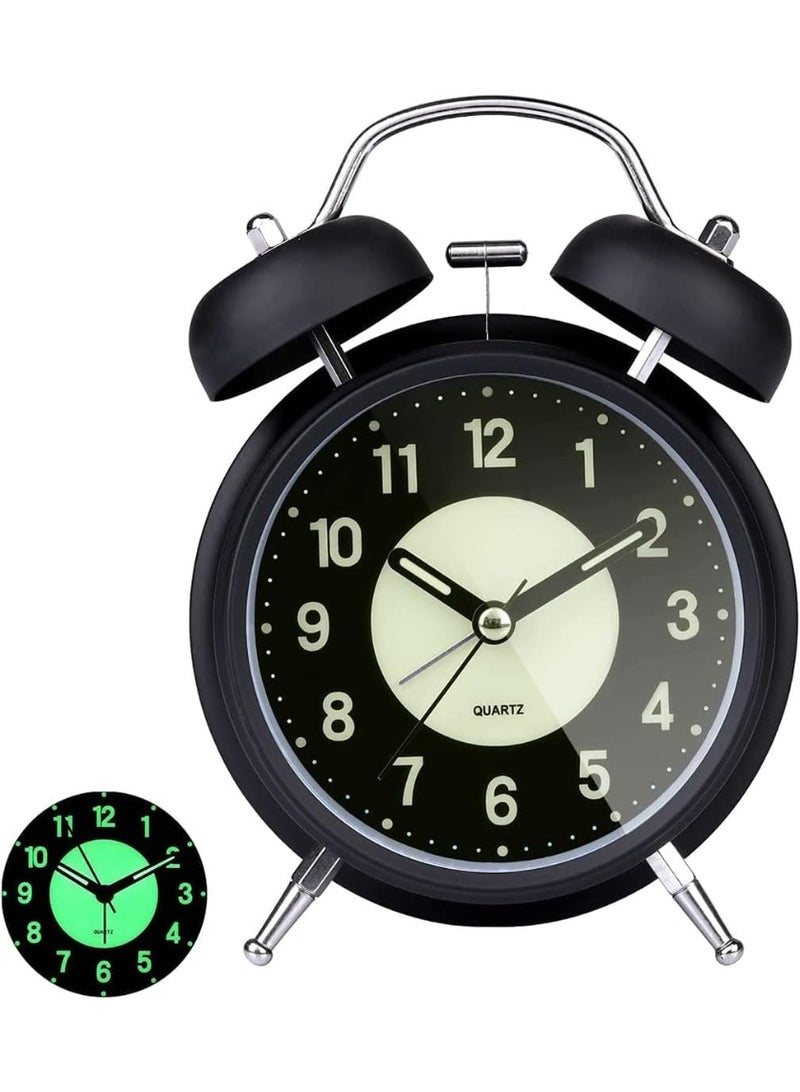 Home Care Super Loud Alarm Clock Silent Non-Ticking for Heavy Sleepers, Retro Twin Bell Alarm Clock with Backlight for Bedside for Home/School/Office Black - Image 1