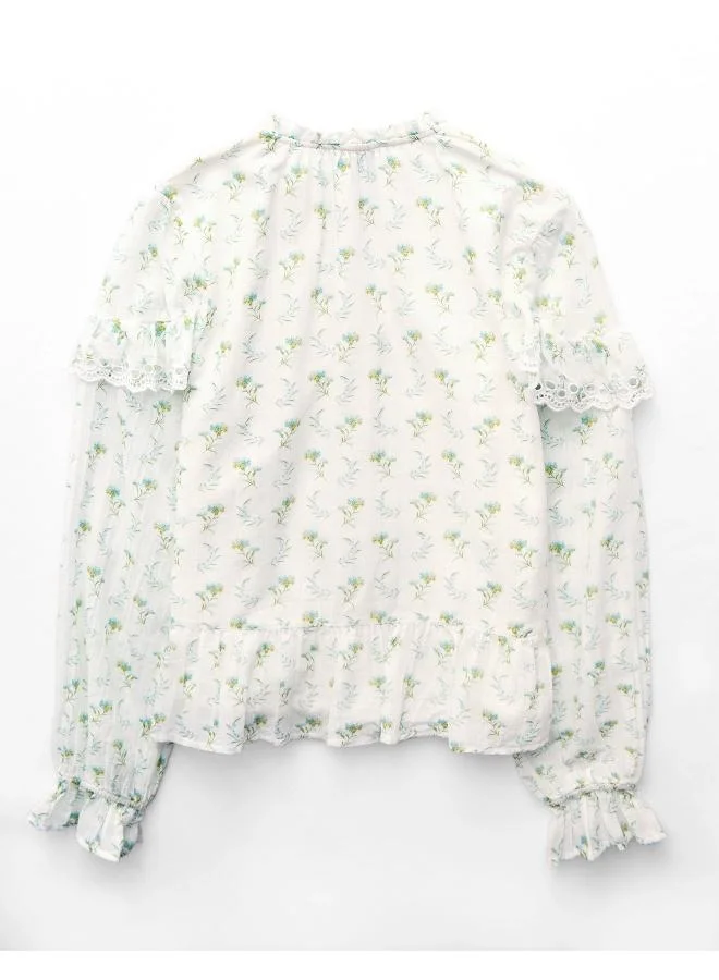 American Eagle AE Long-Sleeve Ruffle Peasant Blouse