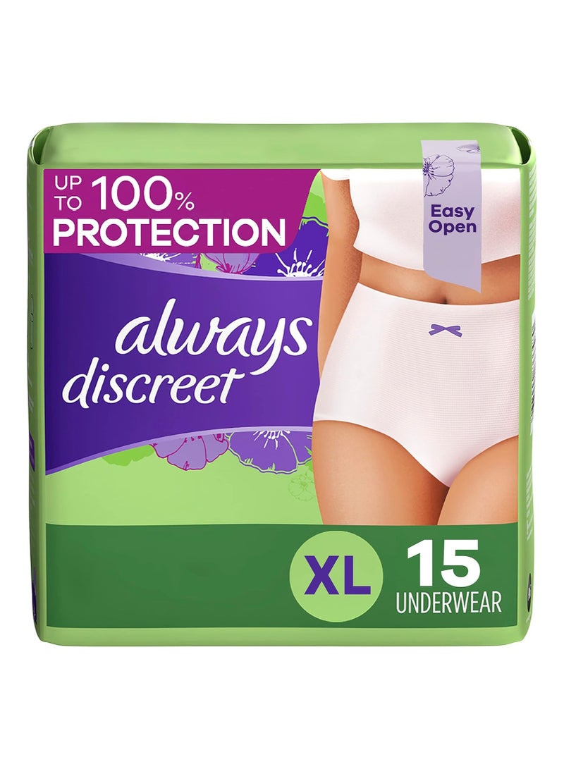 Always Discreet Incontinence Underwear for Women Extra-Large 15 Count - Image 1