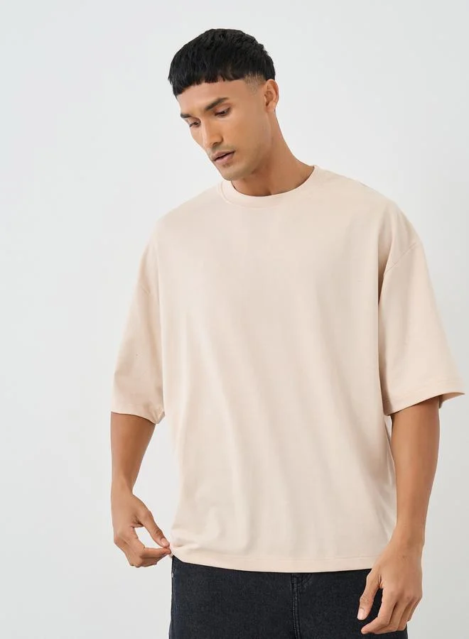 Styli Pack of 2 - Cotton Terry Boxy Crew Neck T-Shirt