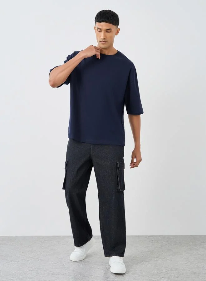 Styli Pack of 2 - Cotton Terry Boxy Crew Neck T-Shirt