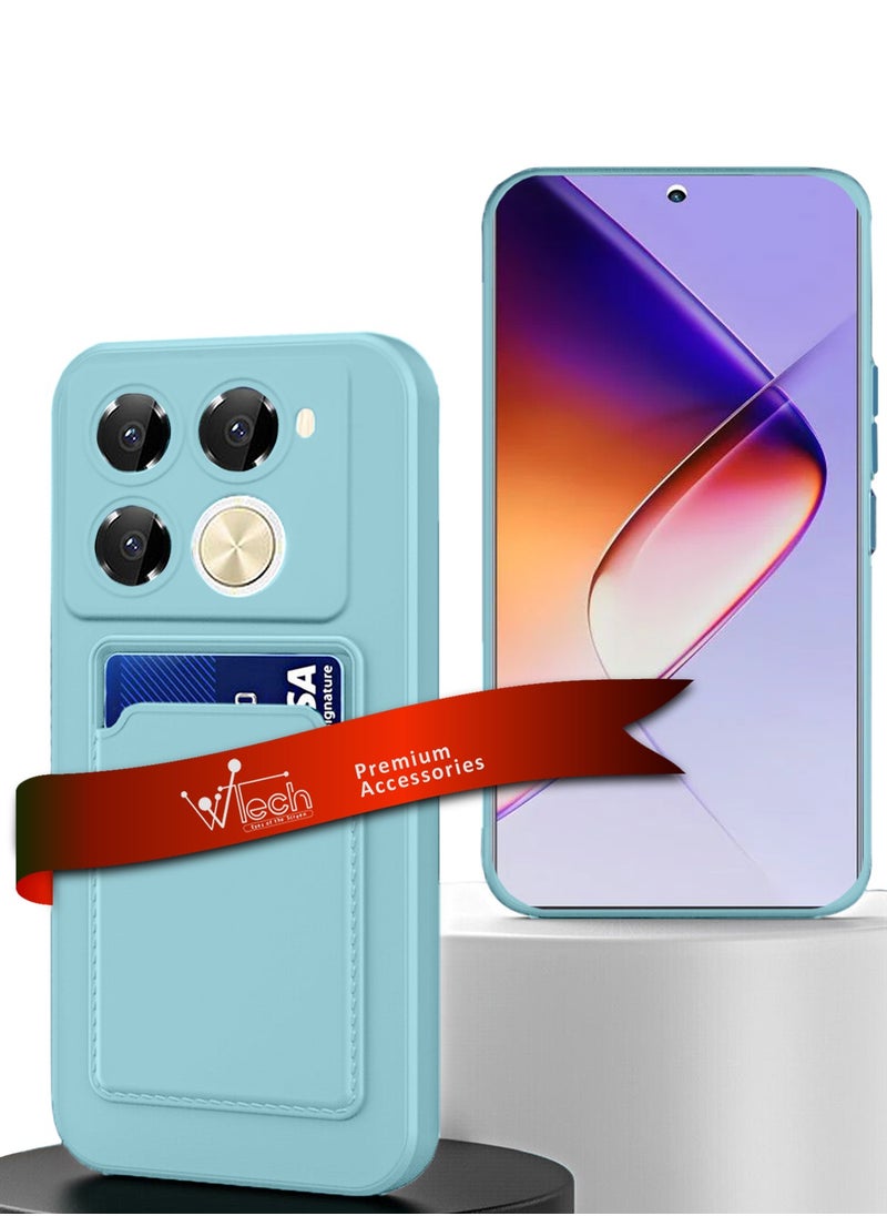دبليو تيك - غطاء حماية من السيليكون TPU مع حامل بطاقات لهاتف انفينيكس نوت 40 برو 4G / 5G 2024 أزرق سماوي - Image 1