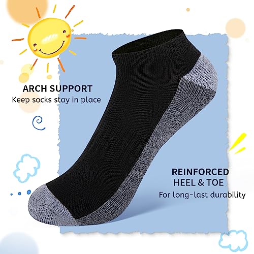 Comfoex Boys Socks 8 Pairs 6-8 4-6 8-10 Years Old Ankle Athletic Low Cut Short Half Cushioned Socks - Image 4