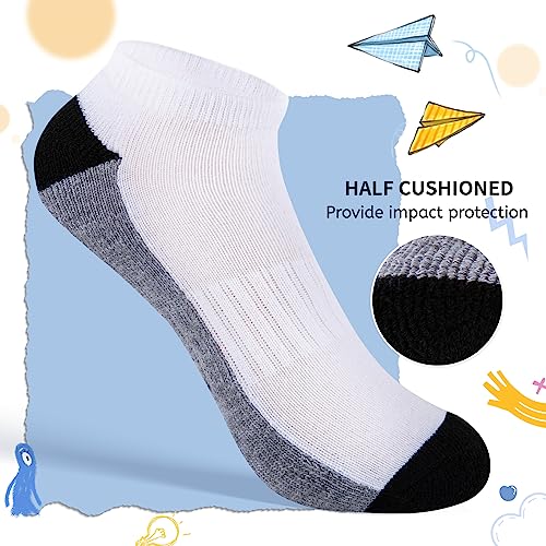 Comfoex Boys Socks 8 Pairs 6-8 4-6 8-10 Years Old Ankle Athletic Low Cut Short Half Cushioned Socks - Image 3