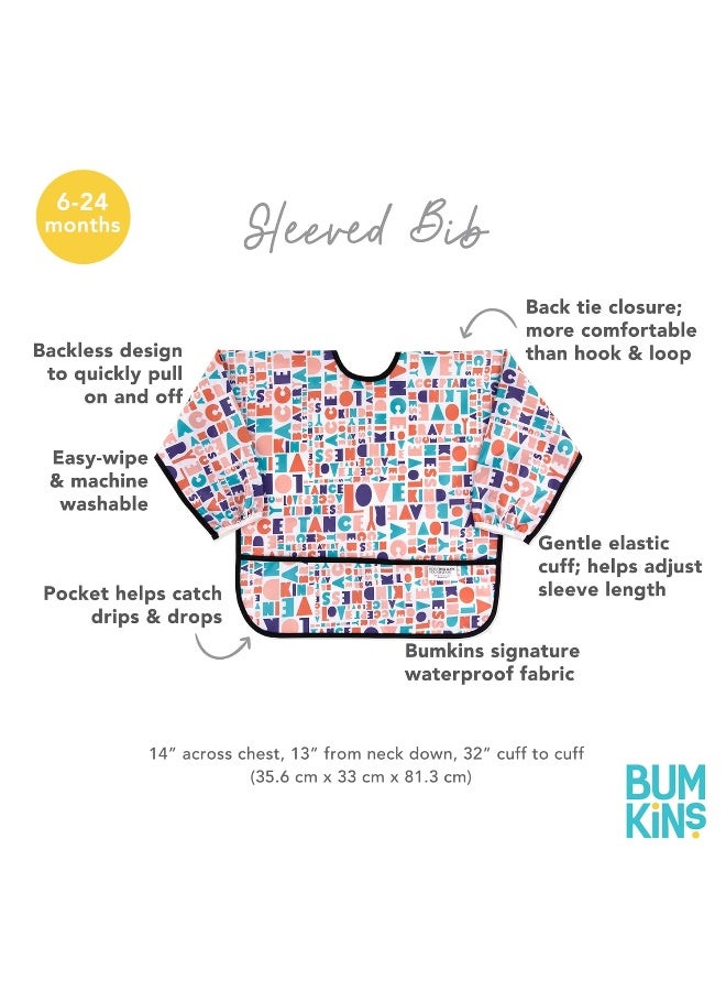 Bumkins Sleeved Bib for Girl or Boy, Baby and Toddler for 6-24 Mos, Essential Must Have for Eating, Feeding, Baby Led Weaning Supplies, Long Sleeve Mess Saving Food Catcher, Born This Way Kindness - Image 5