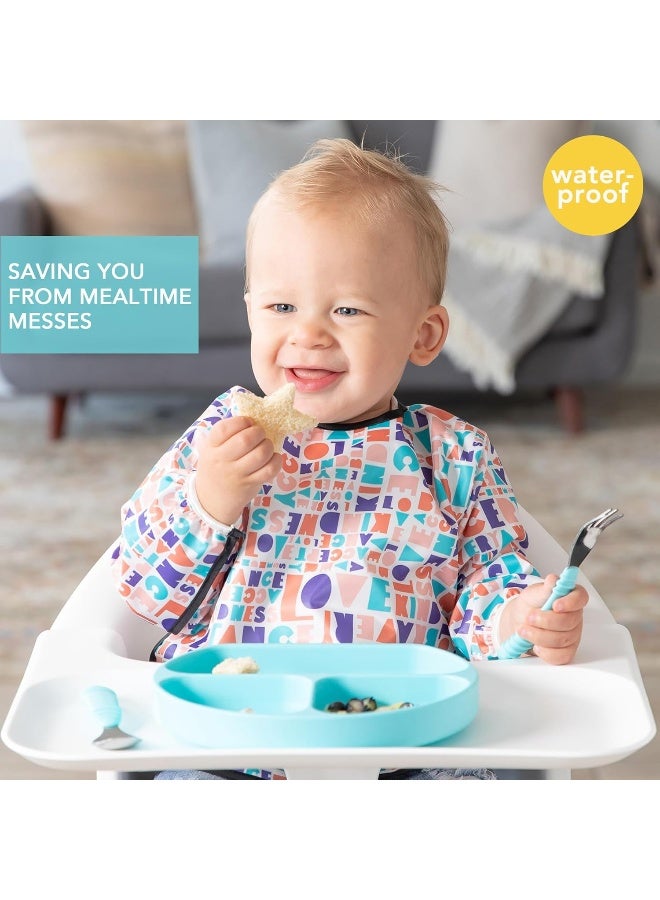 Bumkins Sleeved Bib for Girl or Boy, Baby and Toddler for 6-24 Mos, Essential Must Have for Eating, Feeding, Baby Led Weaning Supplies, Long Sleeve Mess Saving Food Catcher, Born This Way Kindness - Image 2