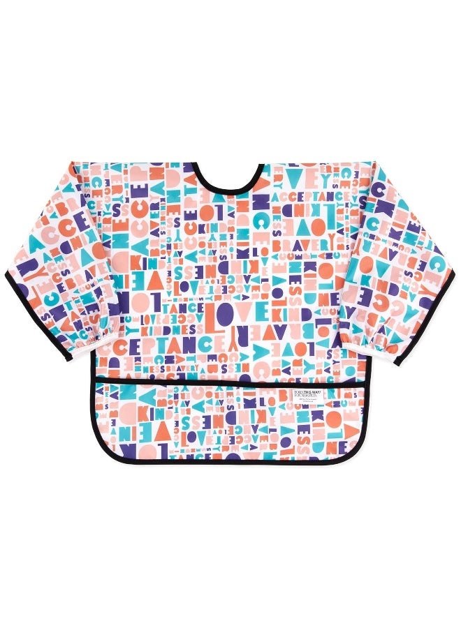 Bumkins Sleeved Bib for Girl or Boy, Baby and Toddler for 6-24 Mos, Essential Must Have for Eating, Feeding, Baby Led Weaning Supplies, Long Sleeve Mess Saving Food Catcher, Born This Way Kindness - Image 1