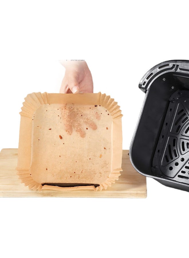 COOKER KING Chuidahuang Air Fryer Paper Trays, Silicone Oil Paper Plates, Round Household Baking Pans, Meat Roasting Trays, Square, 20cm, 100 Sheets - Image 2