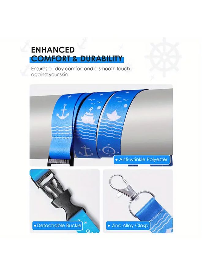 Blue Waterproof ID Badge Holders with Hanging Straps for Cruise Cards 5pcs - Image 2