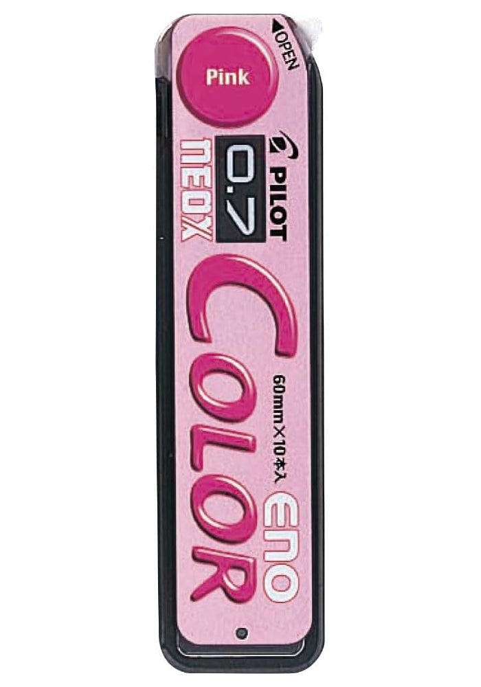 Pilot Color Mechanical Pencil Lead Eno, 0.7mm, Pink - 10 Leads - Image 1