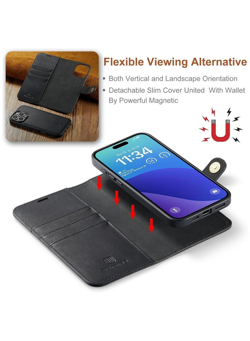 General 2-in-1 Detachable Magnetic Case Compatible with iPhone 16 Pro Max, Leather Wallet Case with 3 Card Slots, Shockproof Case for iPhone 16 Pro Ma  - Image 3