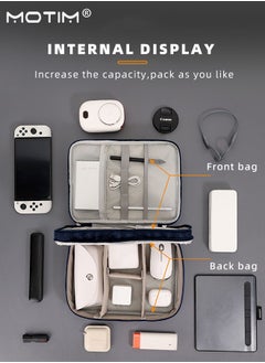 Motim Electronics Bag, 3 Layer Cable Organizer Bag Travel Clutch Bag Pouch, Watreproof Tech Pouch for Cosmetics, Cables, Camera Batteries, Power Bank, SD/TF Cards, Hard Disk, Versatile Tech Organizer  - Image 3