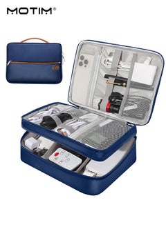 Motim Electronics Bag, 3 Layer Cable Organizer Bag Travel Clutch Bag Pouch, Watreproof Tech Pouch for Cosmetics, Cables, Camera Batteries, Power Bank, SD/TF Cards, Hard Disk, Versatile Tech Organizer  - Image 1
