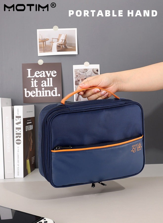 3 Layer Electronics Bag, 28*9*21cm, Tech Accessories Case, Cable Organizer Bag Travel Storage Case, Watreproof Tech Organizer Pouch for Cables, Camera Batteries, Power Bank, SD/TF Cards, Hard Disk, Versatile Tech Organizer
