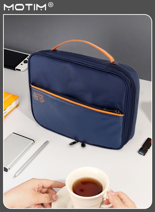3 Layer Electronics Bag, 28*9*21cm, Tech Accessories Case, Cable Organizer Bag Travel Storage Case, Watreproof Tech Organizer Pouch for Cables, Camera Batteries, Power Bank, SD/TF Cards, Hard Disk, Versatile Tech Organizer