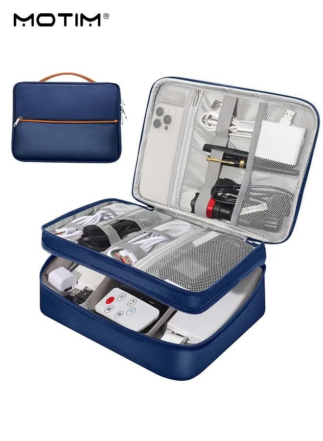 موتيم حقيبة منظم إلكترونيات لحقيبة السفر 28*9*21 سم، حقيبة منظم إكسسوارات إلكترونية متعددة الطبقات مقاومة للماء، حقيبة تخزين كبيرة السعة للشاحن، السلك، الكابل، الهاتف - Image 1