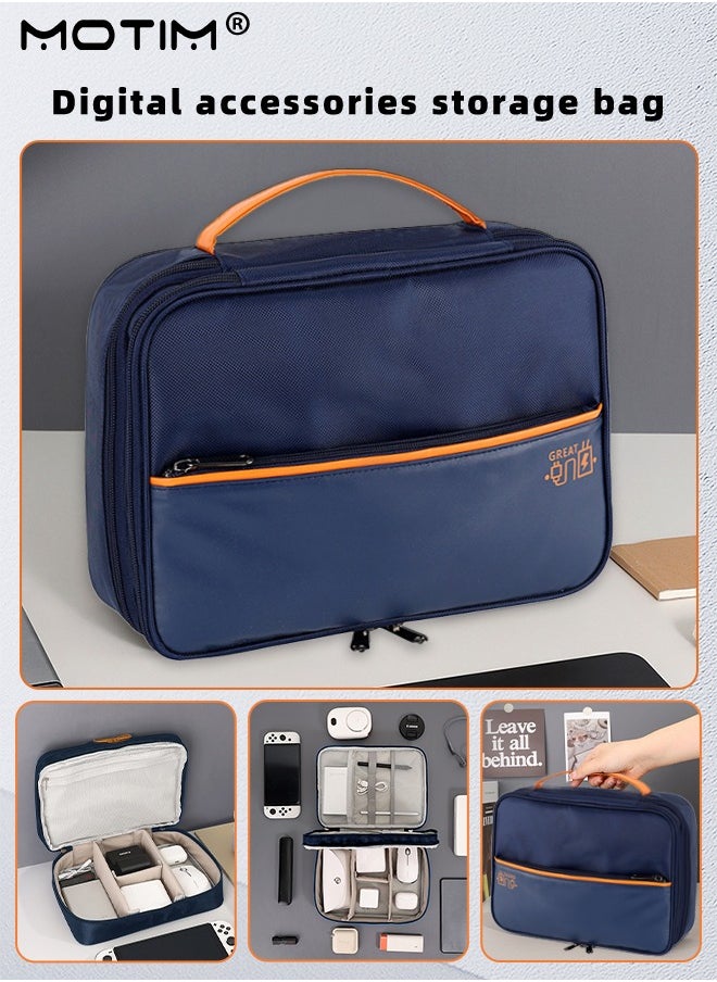 Motim - Electronics Bag, 3 Layer Cable Organizer Bag Travel Clutch Bag Pouch, Watreproof Tech Pouch for Cosmetics, Cables, Camera Batteries, Power Bank, SD/TF Cards, Hard Disk, Versatile Tech Organizer - Image 1