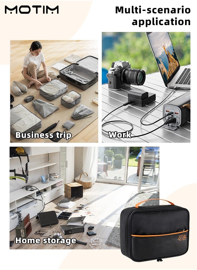 Motim - Electronics Bag, 3 Layer Cable Organizer Bag Travel Clutch Bag Pouch, Watreproof Tech Pouch for Cosmetics, Cables, Camera Batteries, Power Bank, SD/TF Cards, Hard Disk, Versatile Tech Organizer - Image 1
