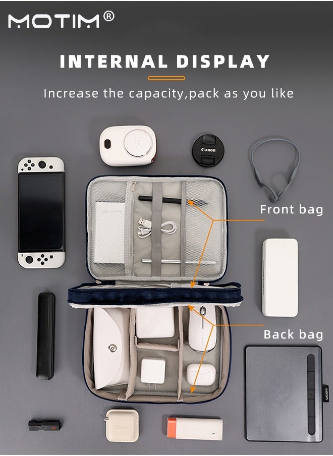 Motim - Electronics Bag, 3 Layer Cable Organizer Bag Travel Clutch Bag Pouch, Watreproof Tech Pouch for Cosmetics, Cables, Camera Batteries, Power Bank, SD/TF Cards, Hard Disk, Versatile Tech Organizer - Image 1