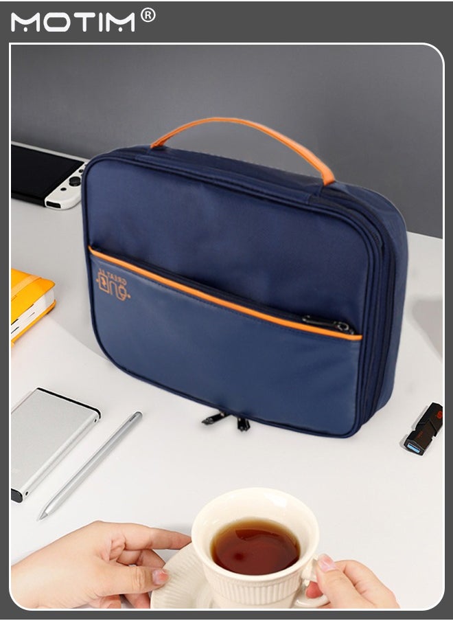 Motim - Electronics Bag, 3 Layer Cable Organizer Bag Travel Clutch Bag Pouch, Watreproof Tech Pouch for Cosmetics, Cables, Camera Batteries, Power Bank, SD/TF Cards, Hard Disk, Versatile Tech Organizer - Image 1