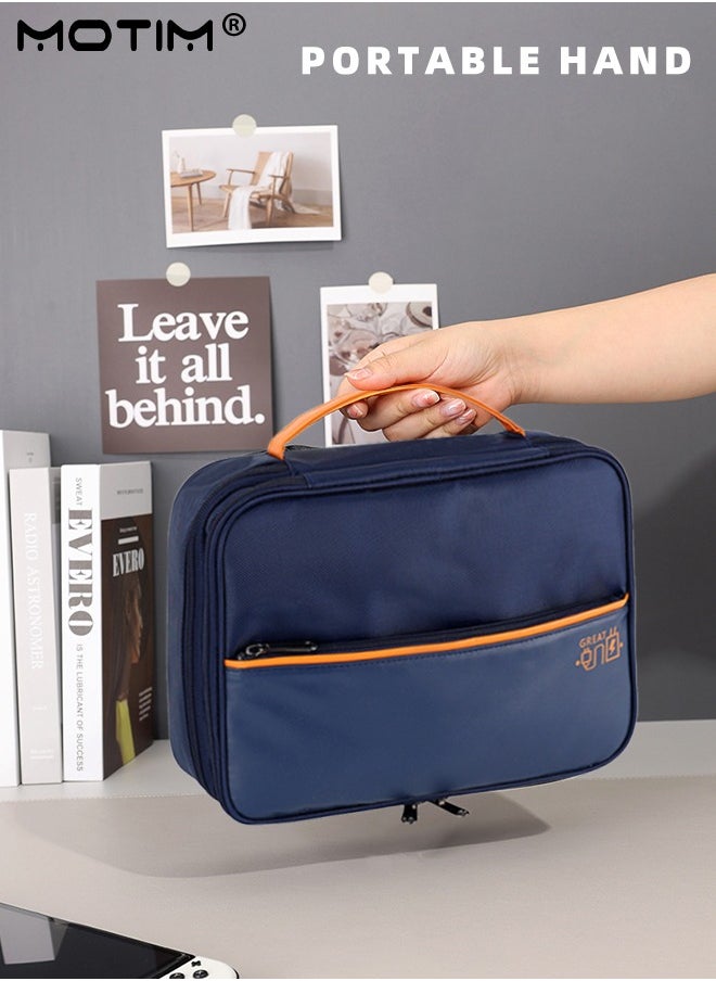 Motim - Electronics Bag, 3 Layer Cable Organizer Bag Travel Clutch Bag Pouch, Watreproof Tech Pouch for Cosmetics, Cables, Camera Batteries, Power Bank, SD/TF Cards, Hard Disk, Versatile Tech Organizer - Image 1