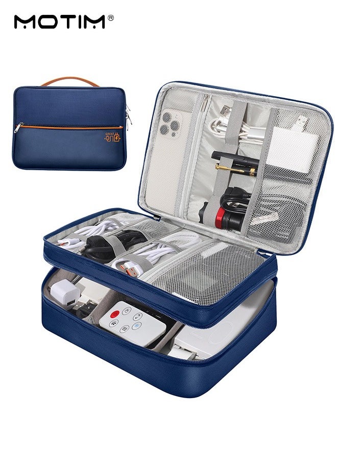 Motim - Electronics Bag, 3 Layer Cable Organizer Bag Travel Clutch Bag Pouch, Watreproof Tech Pouch for Cosmetics, Cables, Camera Batteries, Power Bank, SD/TF Cards, Hard Disk, Versatile Tech Organizer - Image 1