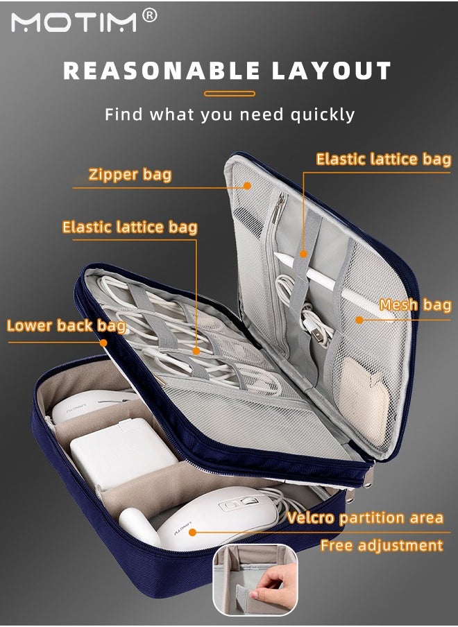 Motim - Electronics Bag, 3 Layer Cable Organizer Bag Travel Clutch Bag Pouch, Watreproof Tech Pouch for Cosmetics, Cables, Camera Batteries, Power Bank, SD/TF Cards, Hard Disk, Versatile Tech Organizer - Image 1