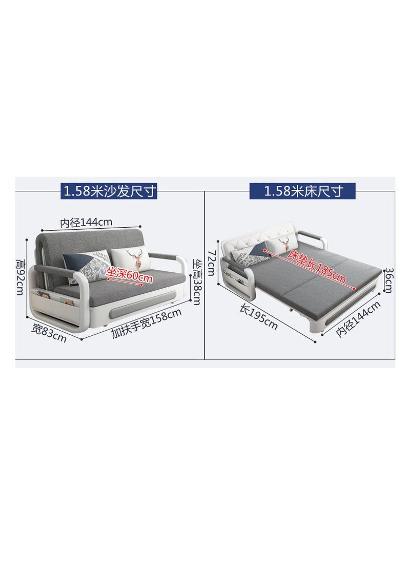 Organized Home - Pull-Out Foldable Sofa Bed with Storage Space Double-Seat Multi-Functional Sofa, Modern Style Living Room and Bedroom Comfortable Sofa Bed Chair (Width1.58m) - Image 1