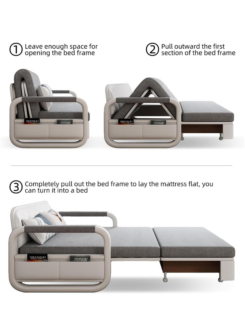 Organized Home - Pull-Out Foldable Sofa Bed with Storage Space Double-Seat Multi-Functional Sofa, Modern Style Living Room and Bedroom Comfortable Sofa Bed Chair (Width1.58m) - Image 1