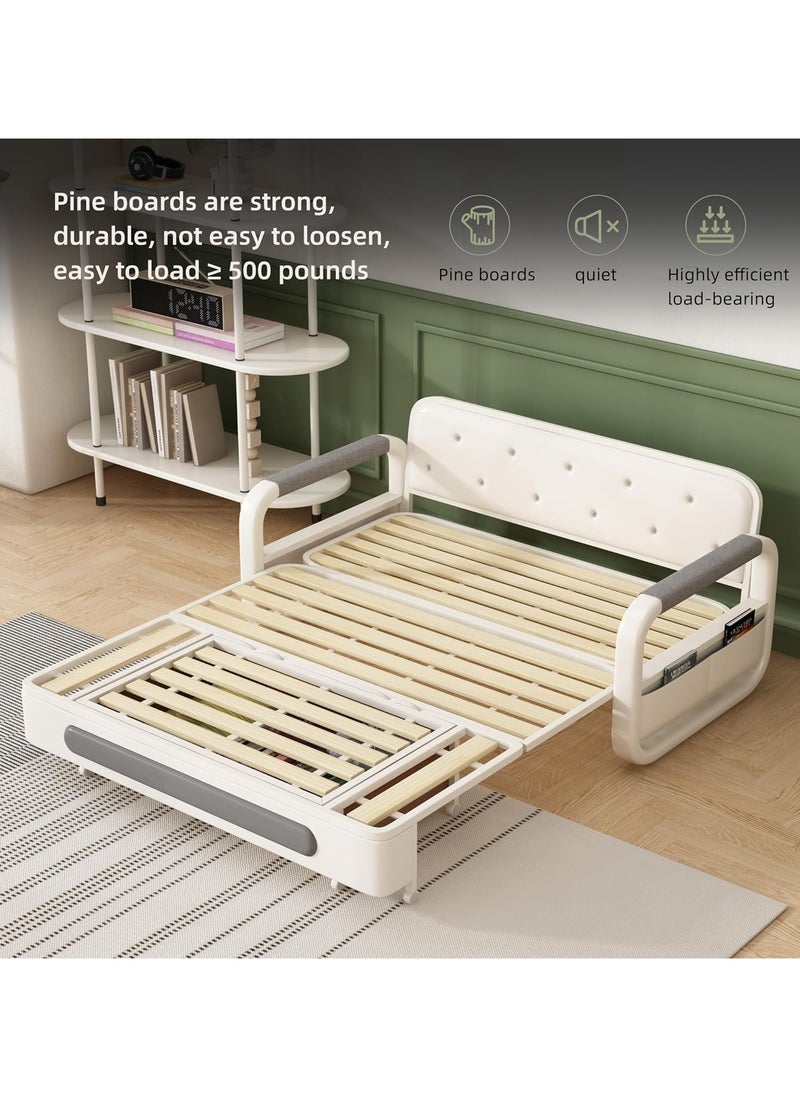 Organized Home - Pull-Out Foldable Sofa Bed with Storage Space Double-Seat Multi-Functional Sofa, Modern Style Living Room and Bedroom Comfortable Sofa Bed Chair (Width1.58m) - Image 1