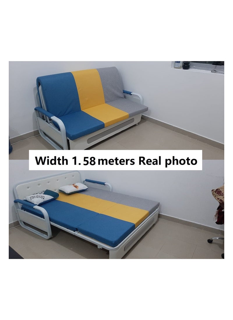 Organized Home - Pull-Out Foldable Sofa Bed with Storage Space Double-Seat Multi-Functional Sofa, Modern Style Living Room and Bedroom Comfortable Sofa Bed Chair (Width1.58m) - Image 1