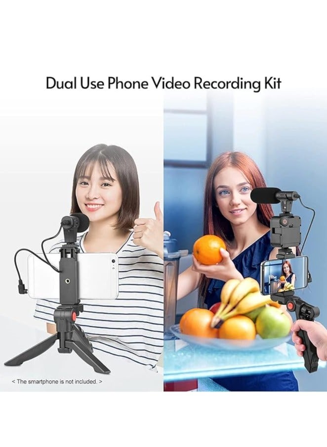 General Video Production Kit, vlog kit for video production with Bluetooth remote control, microphone, mini tripod, LED light, and phone holder holder holder for video production  - Image 3