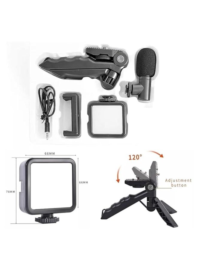 General Video Production Kit, vlog kit for video production with Bluetooth remote control, microphone, mini tripod, LED light, and phone holder holder holder for video production  - Image 4