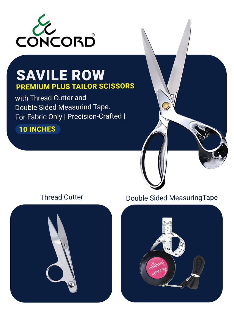 CONCORD - Savile Row, Premium Plus Tailor Scissors, 10 inches | with Thread Cutter and Double Sided Measuring Tape | Precision-Crafted | Dressmakers Scissors - Image 3